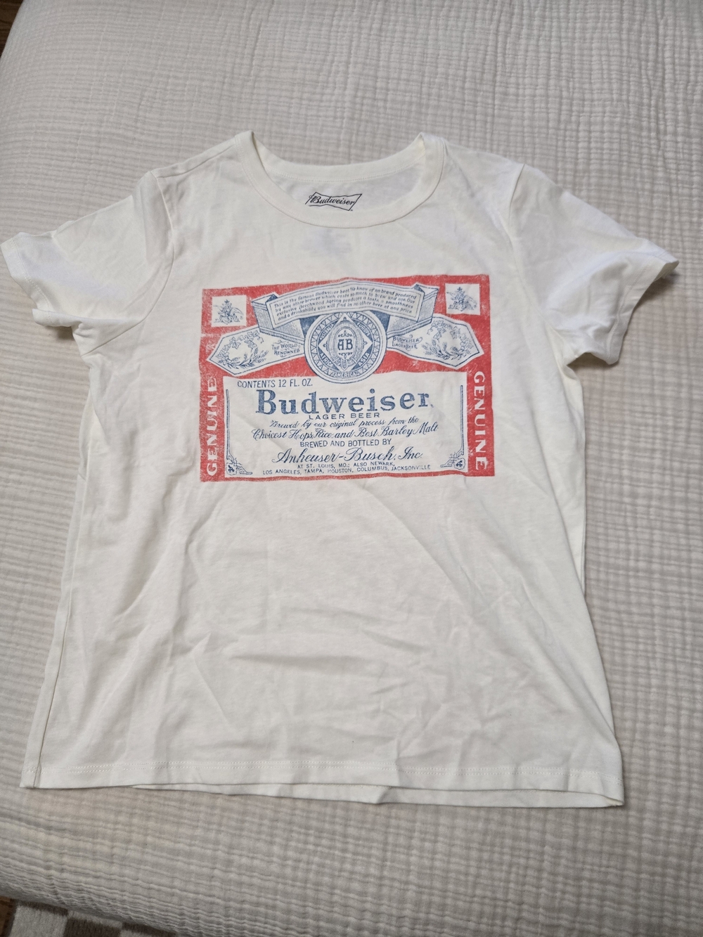 Budweiser White Graphic T-Shirt Size M
